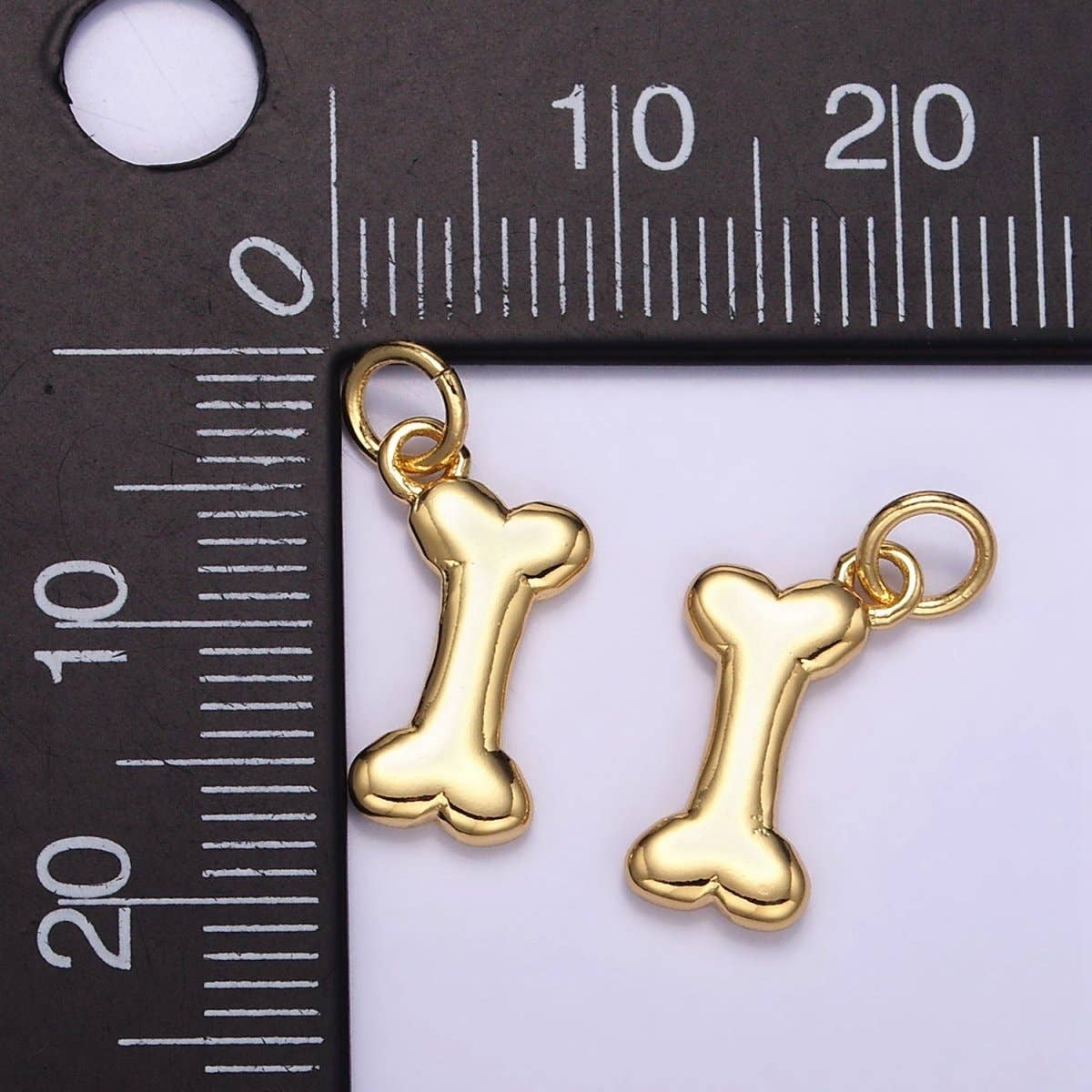 24K Gold Filled Minimalist Dog Bone Mini Charm | M126
