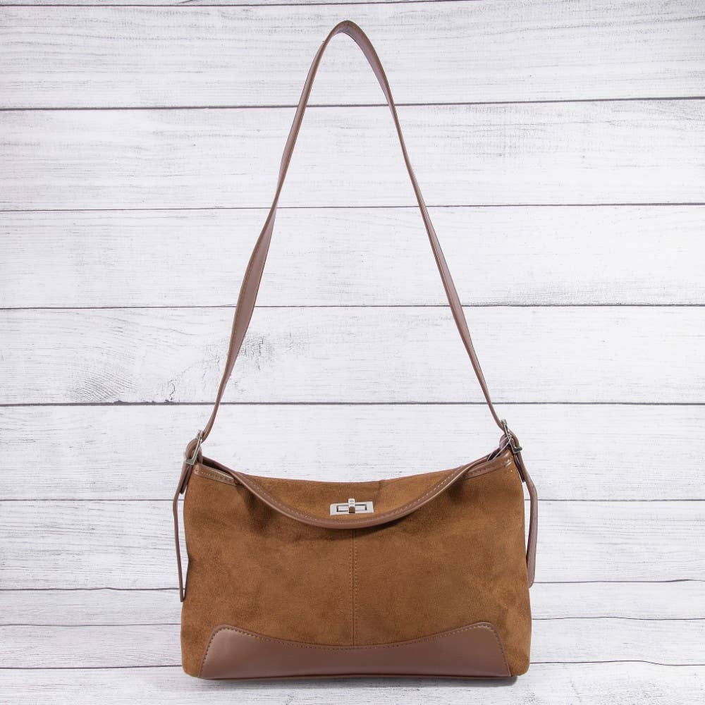 Rectangle Suede With Flap Crossbody Bag: LBR