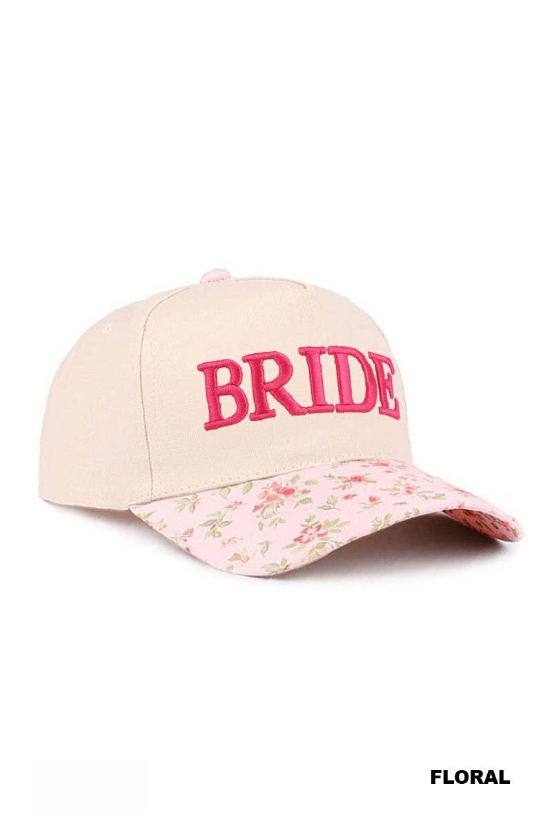 Bride Two Tone Cotton Hat: FLORAL / 1(ONE SIZE)