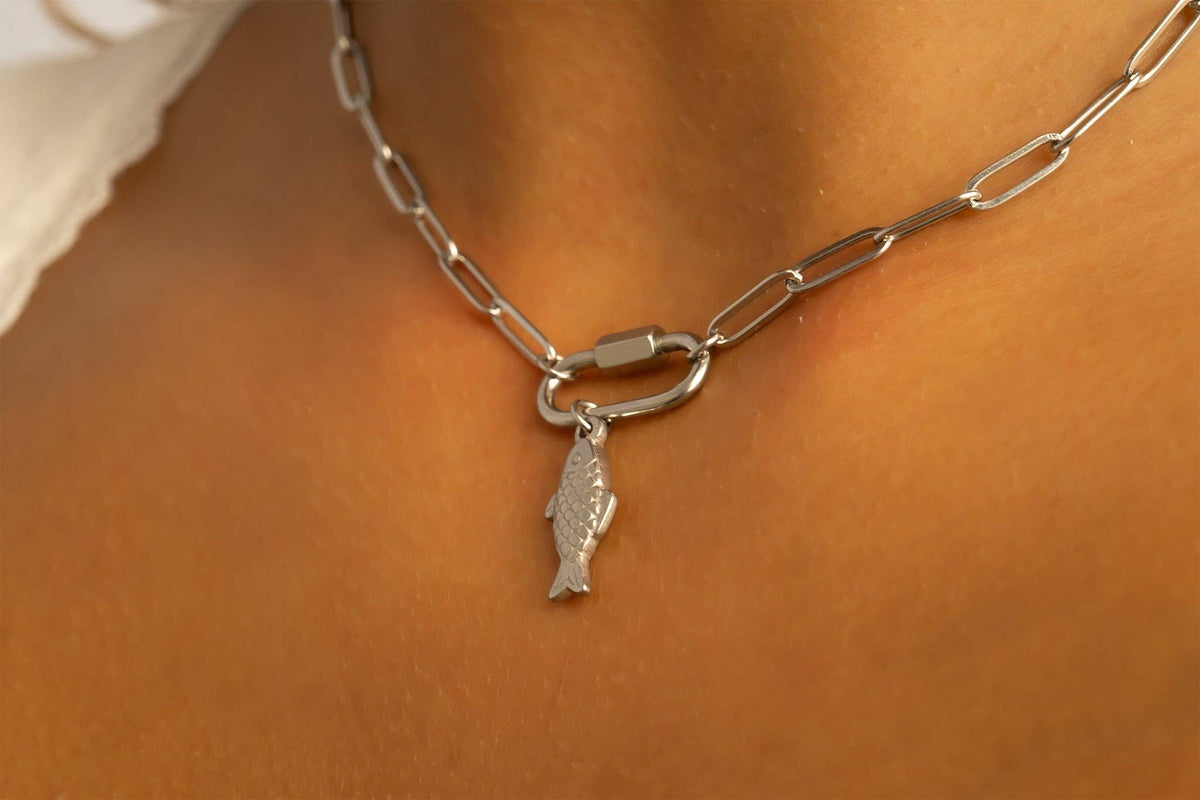 18K Gold PVD Stainless Steel Fish Charm: Gold