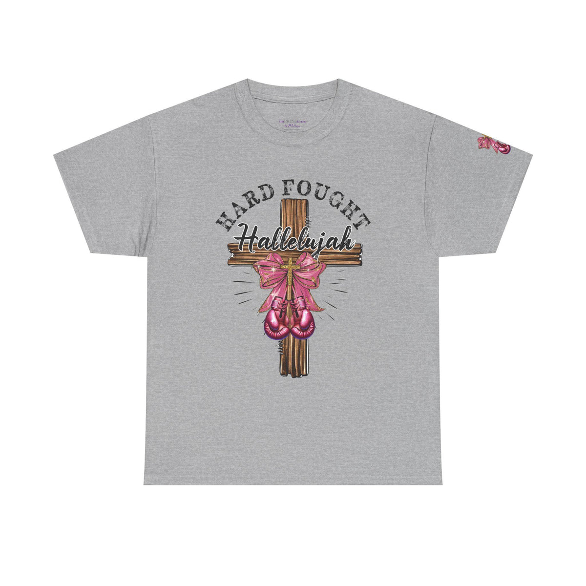 Hard-Fought Hallelujah T-Shirt | Cross with Pink Ribbon, Faith Christian Tee