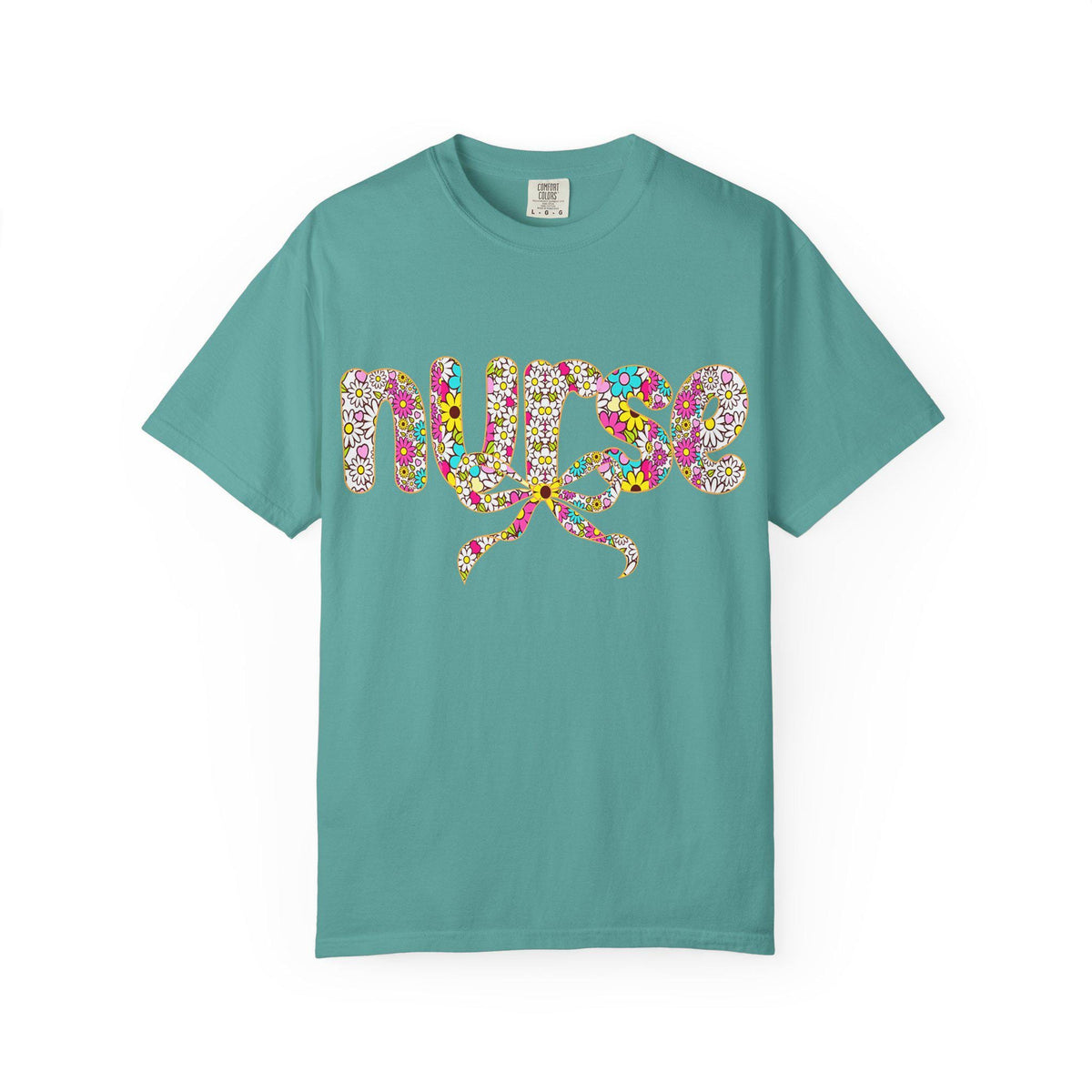 Floral Nurse Script T-Shirt | Colorful Flower Stethoscope Design