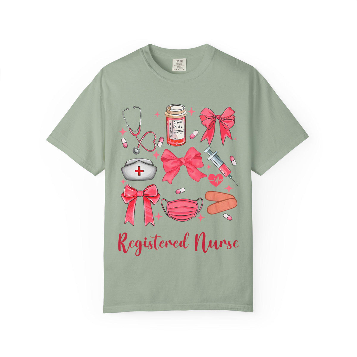 Registered Nurse Medical Icons T-Shirt | Nurse Stethoscope Mask Syringe