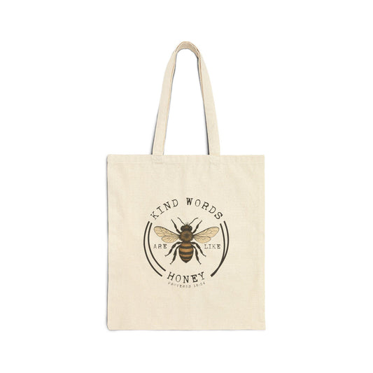 Kind Words Are Like Honey Bee Illustration Tote Bag | Floral Nature Market Bag