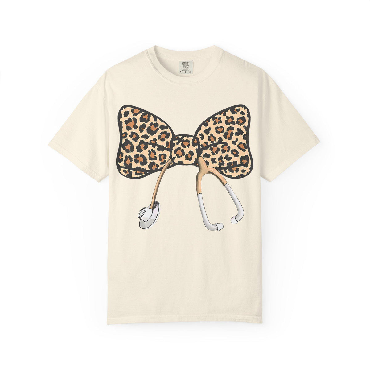 Leopard Print Bow Stethoscope T-Shirt | Nurse Doctor Medical Tee