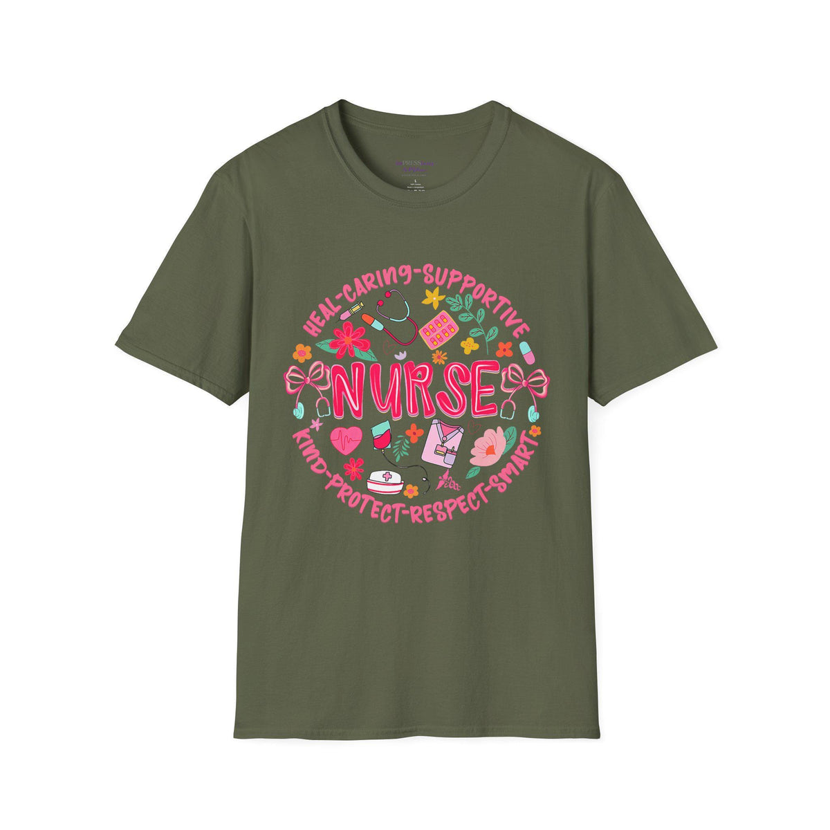 Nurse Heart Icons T-Shirt | Caring Supportive Medical Design