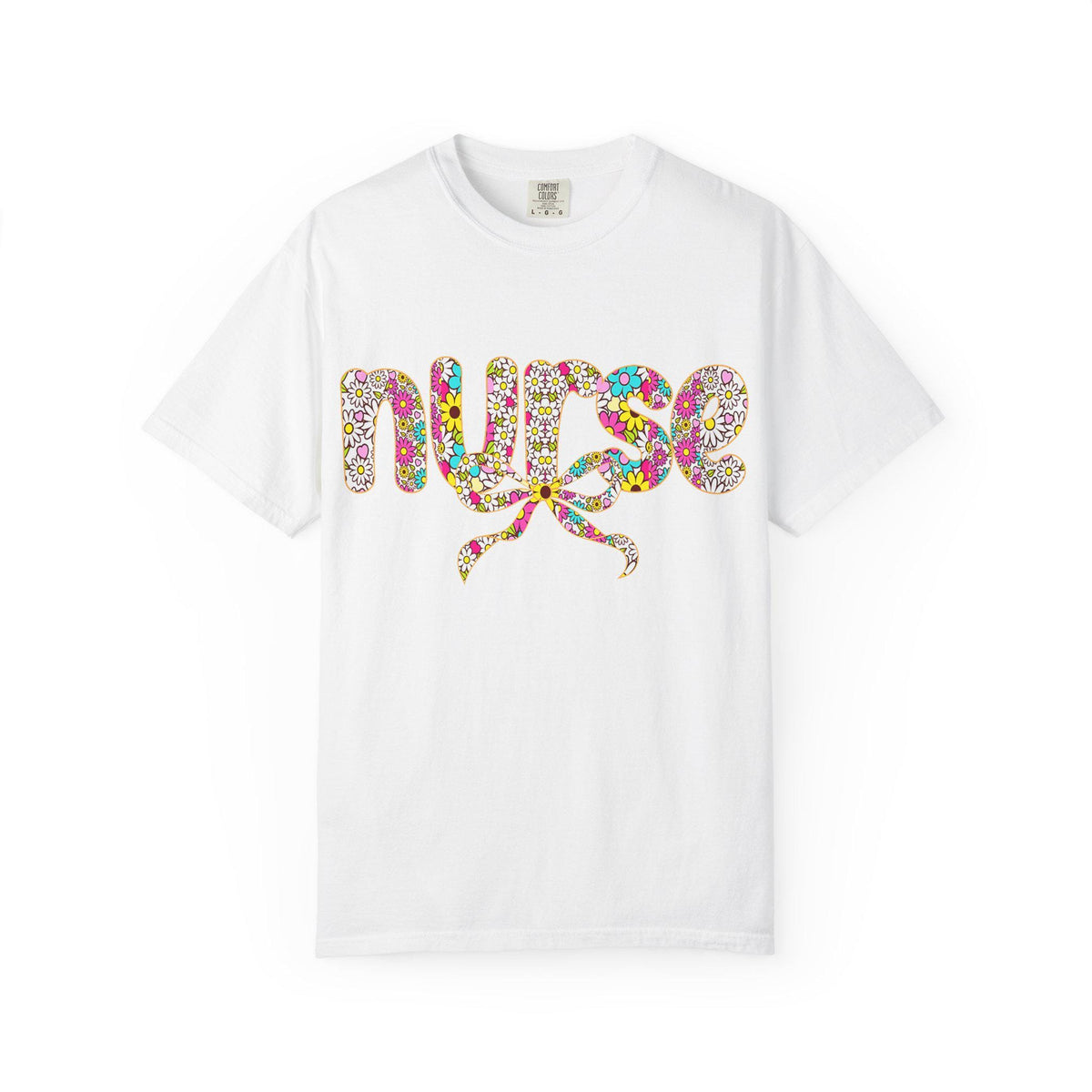 Floral Nurse Script T-Shirt | Colorful Flower Stethoscope Design