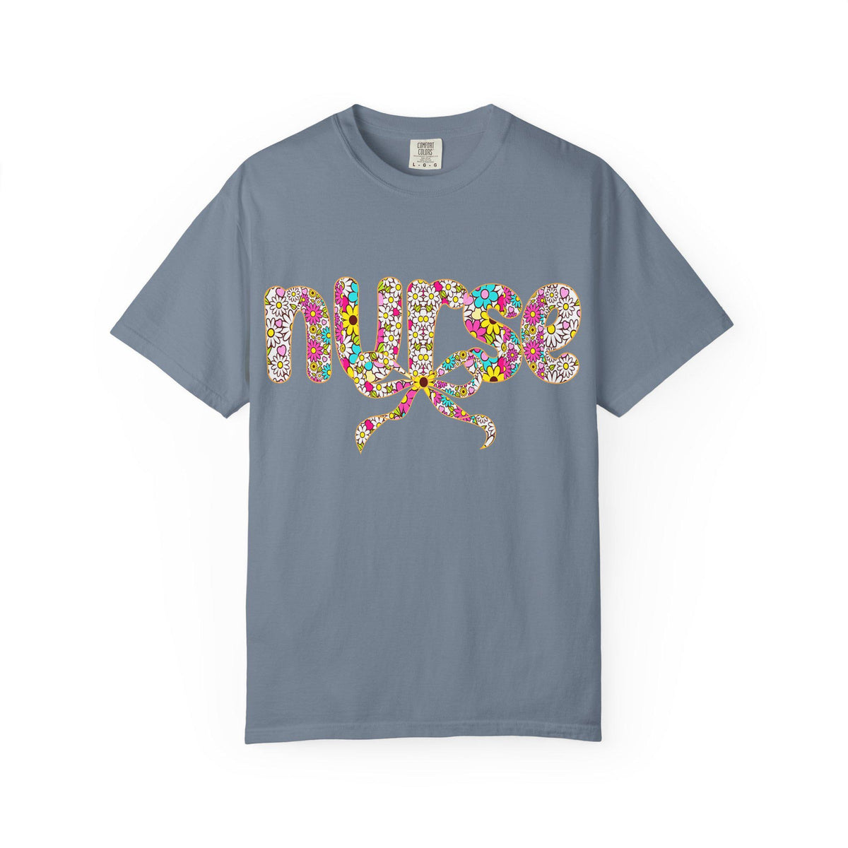 Floral Nurse Script T-Shirt | Colorful Flower Stethoscope Design