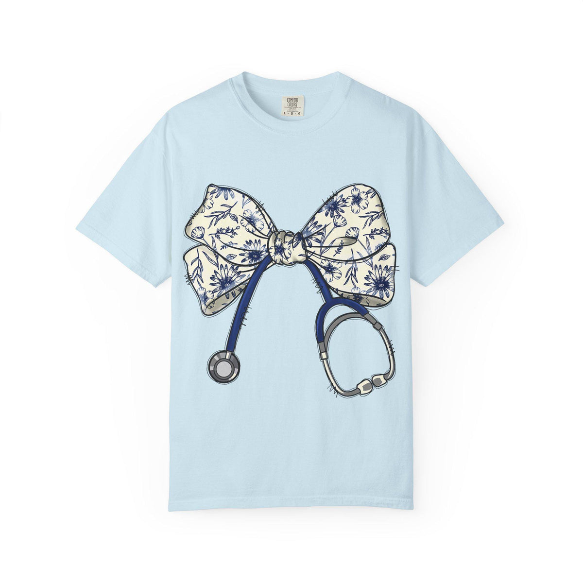 Floral Bow Stethoscope T-shirt | Nurse Doctor Medical Tee