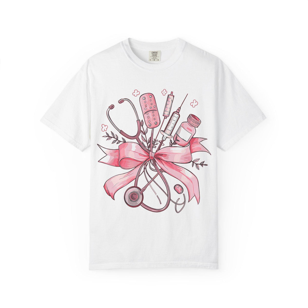 Pink Nursing Tools Bouquet T-Shirt | Stethoscope, Syringe, Bandage