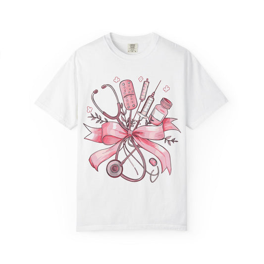 Pink Nursing Tools Bouquet T-Shirt | Stethoscope, Syringe, Bandage