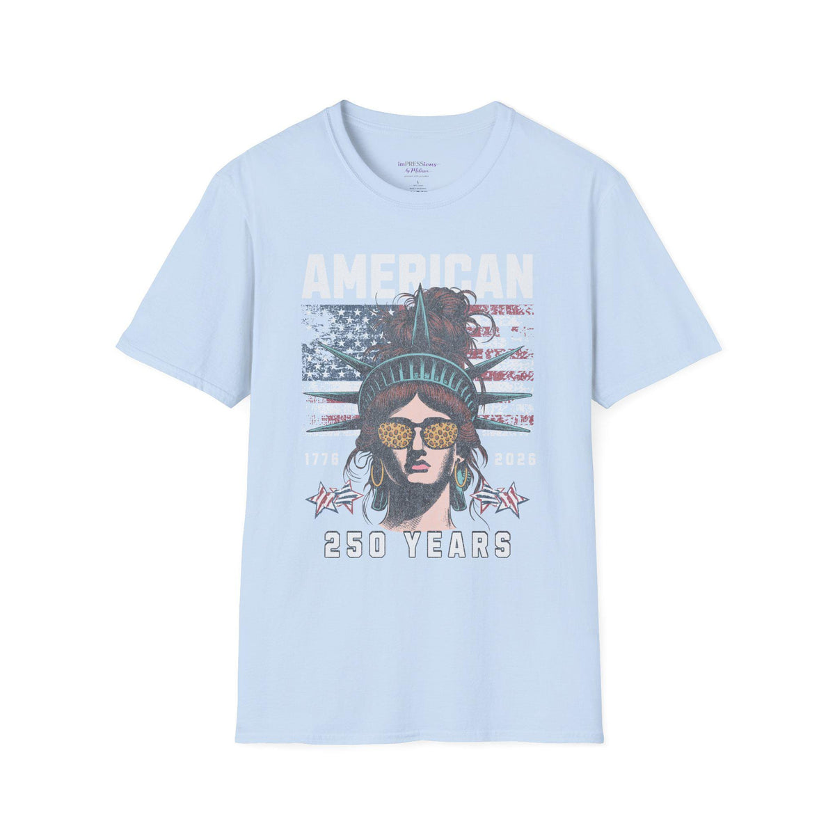 American 250 Years Statue of Liberty T-Shirt | Patriotic USA Flag Design