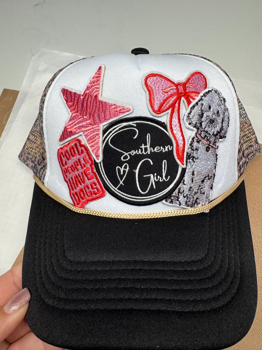 Southern Girl Trucker Hat: People Love Dogs Embroidery