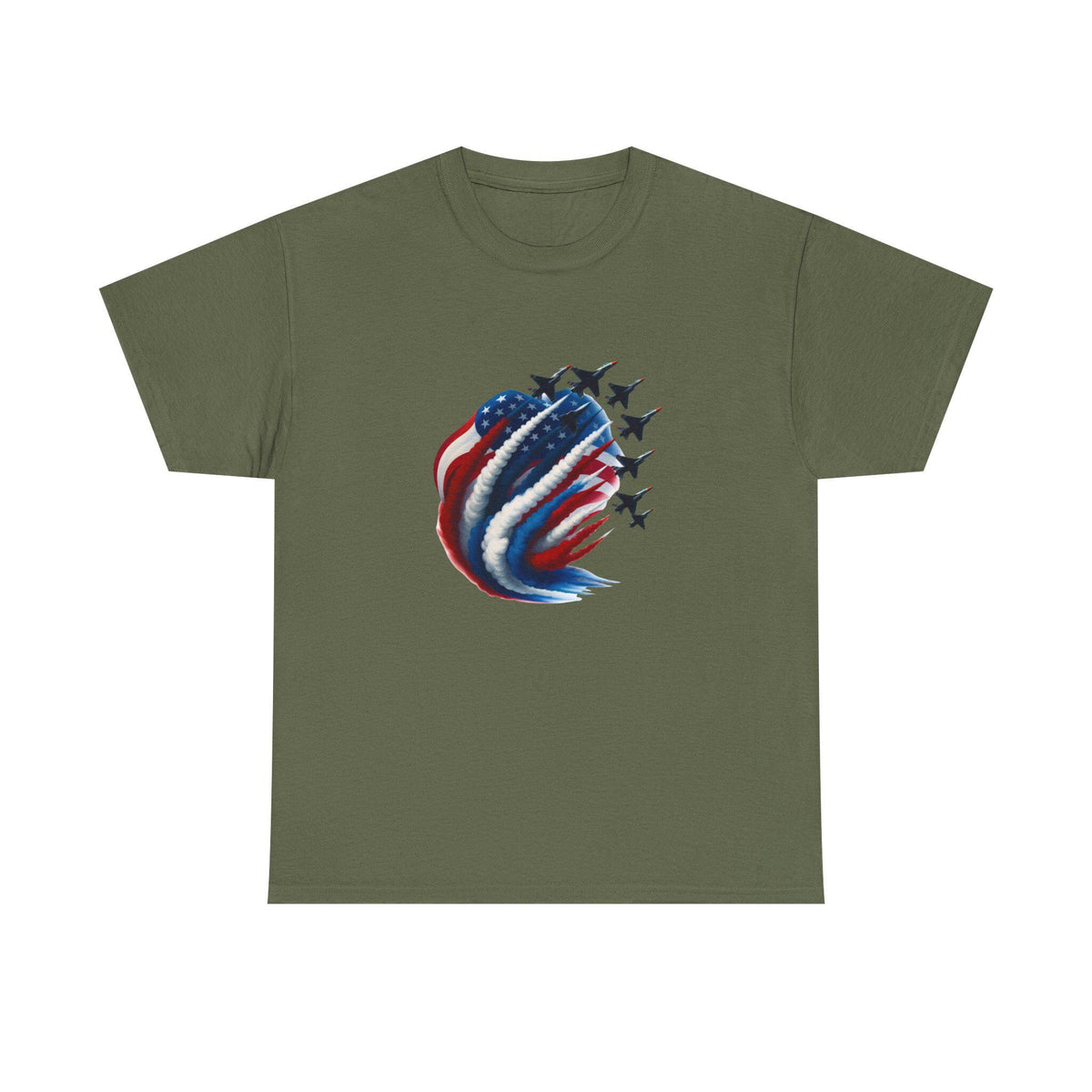 American Flag Jet Formation T-Shirt | Patriotic Military Airshow Tee