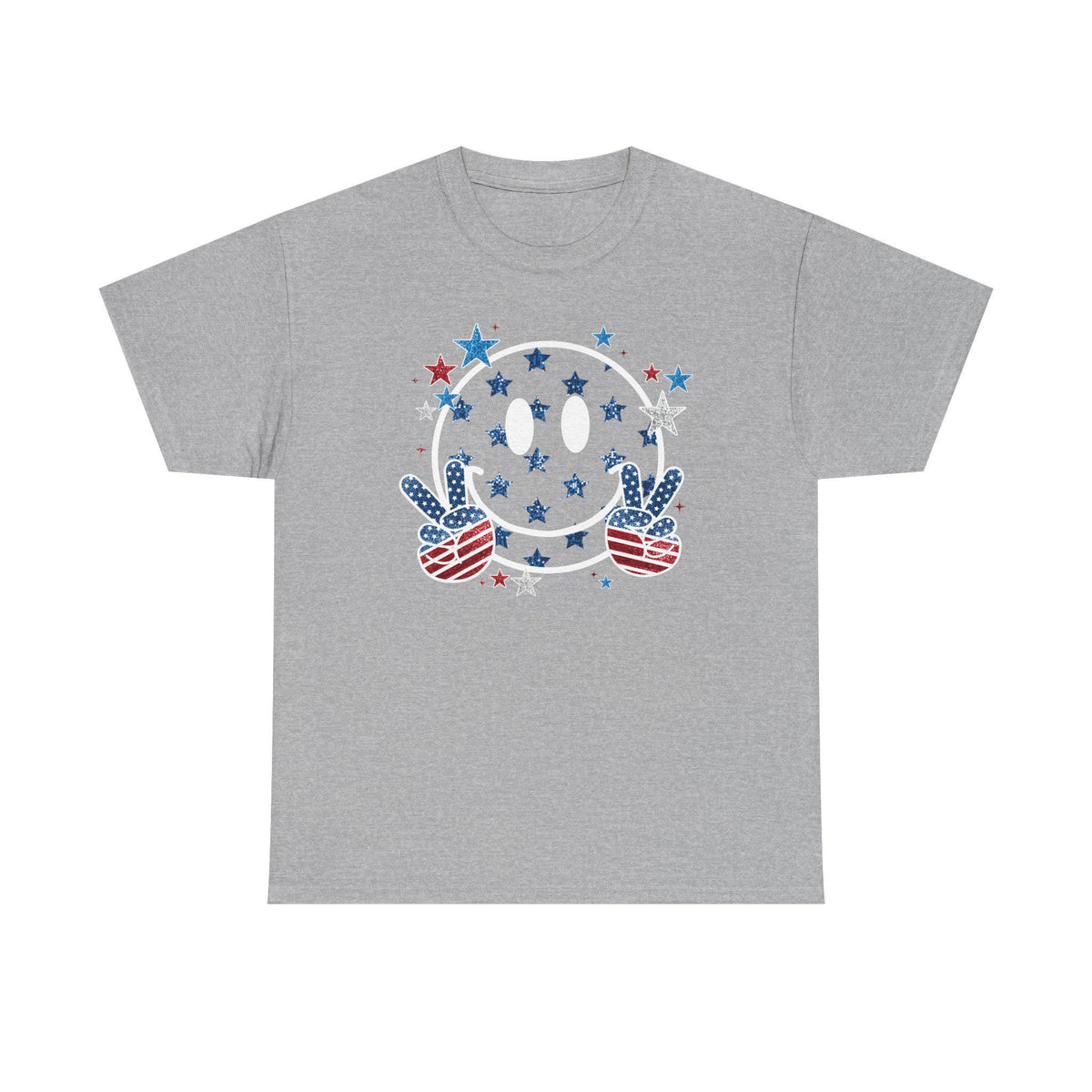 Patriotic Smiley Face Peace Sign Tee | American Flag Stars and Stripes