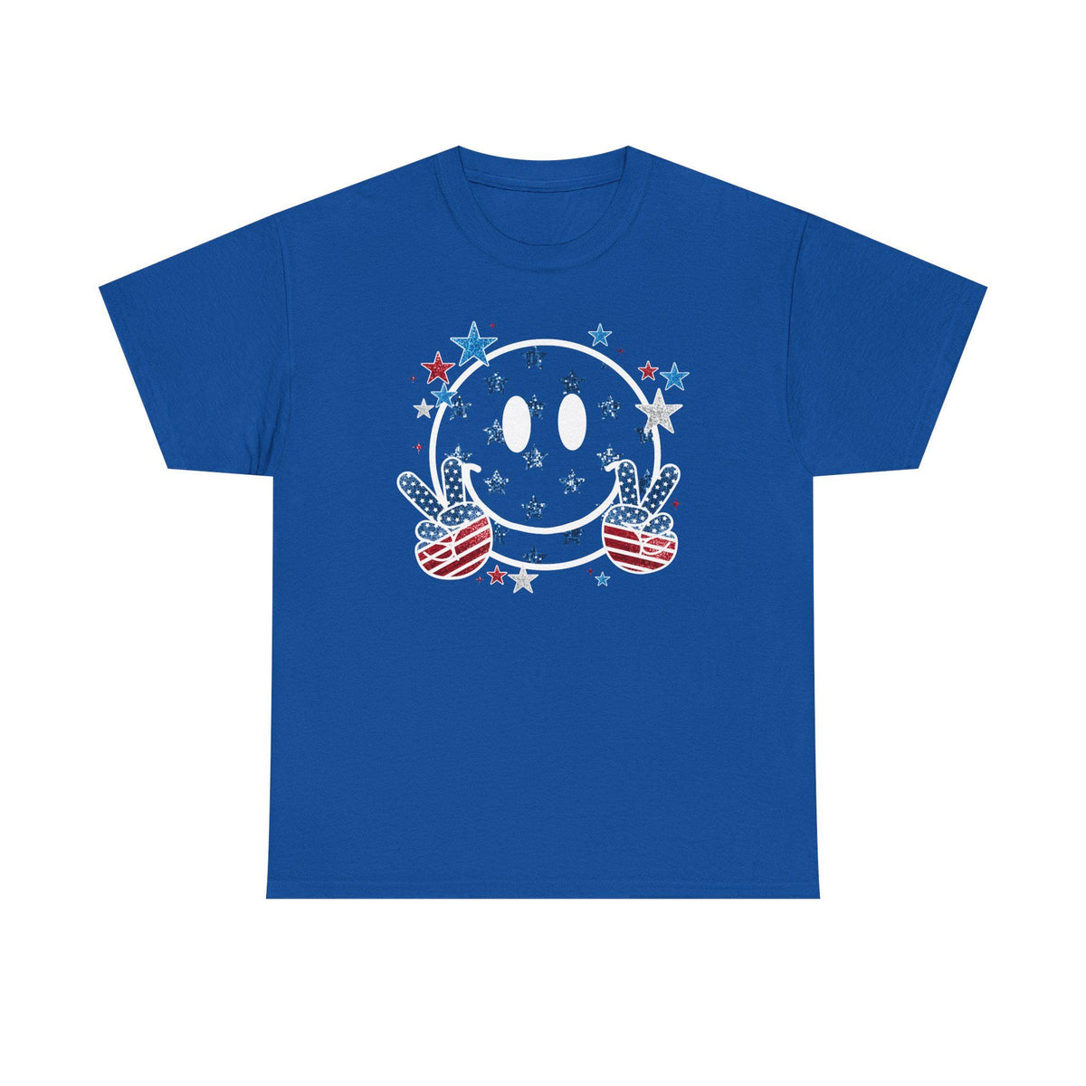 Patriotic Smiley Face Peace Sign Tee | American Flag Stars and Stripes