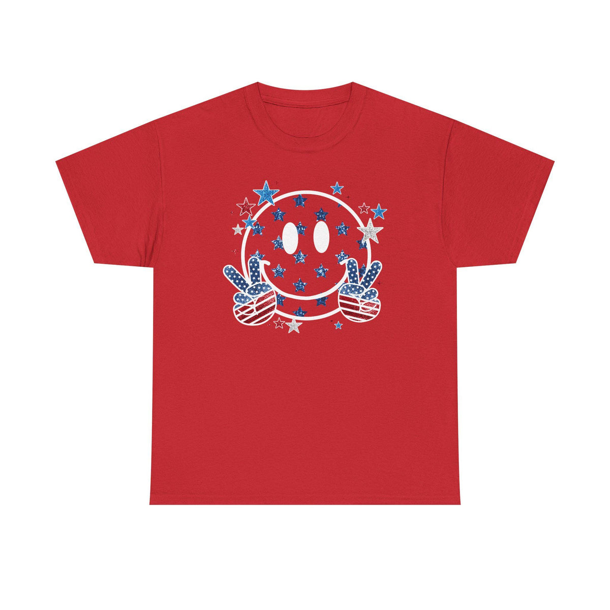 Patriotic Smiley Face Peace Sign Tee | American Flag Stars and Stripes