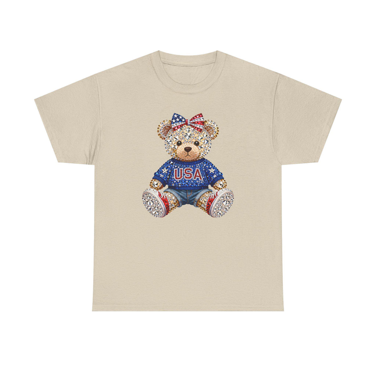 Patriotic Teddy Bear USA Tee | American Flag Bow T-Shirt