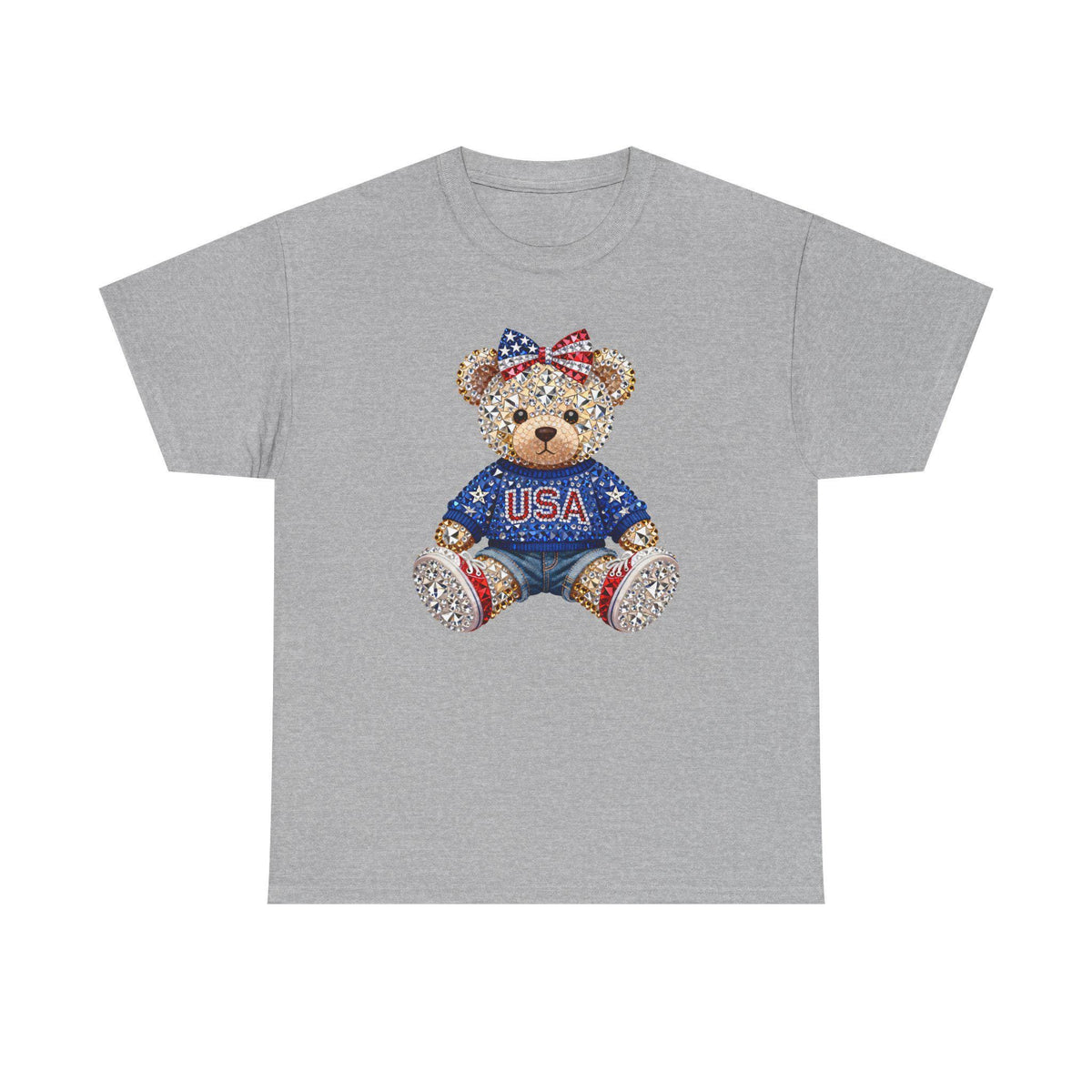 Patriotic Teddy Bear USA Tee | American Flag Bow T-Shirt