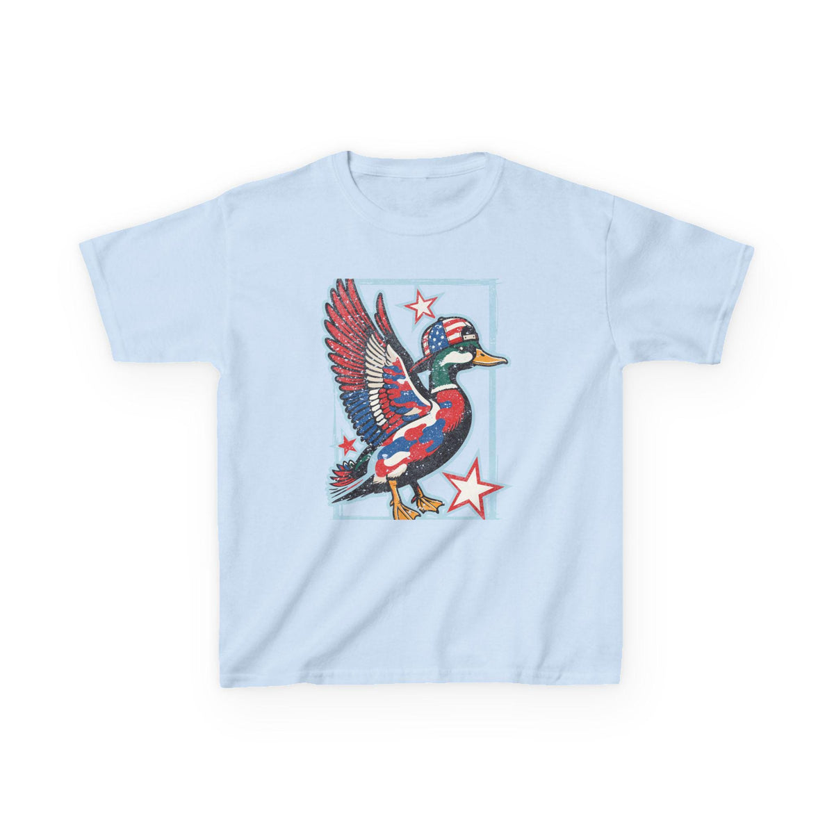 Patriotic Mallard Duck Kids Tee | Red White Blue Duck, Stars