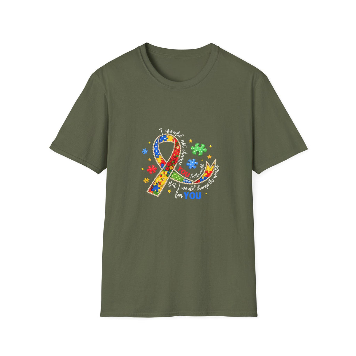 Autism Awareness Puzzle Ribbon T-Shirt | Colorful Support Design