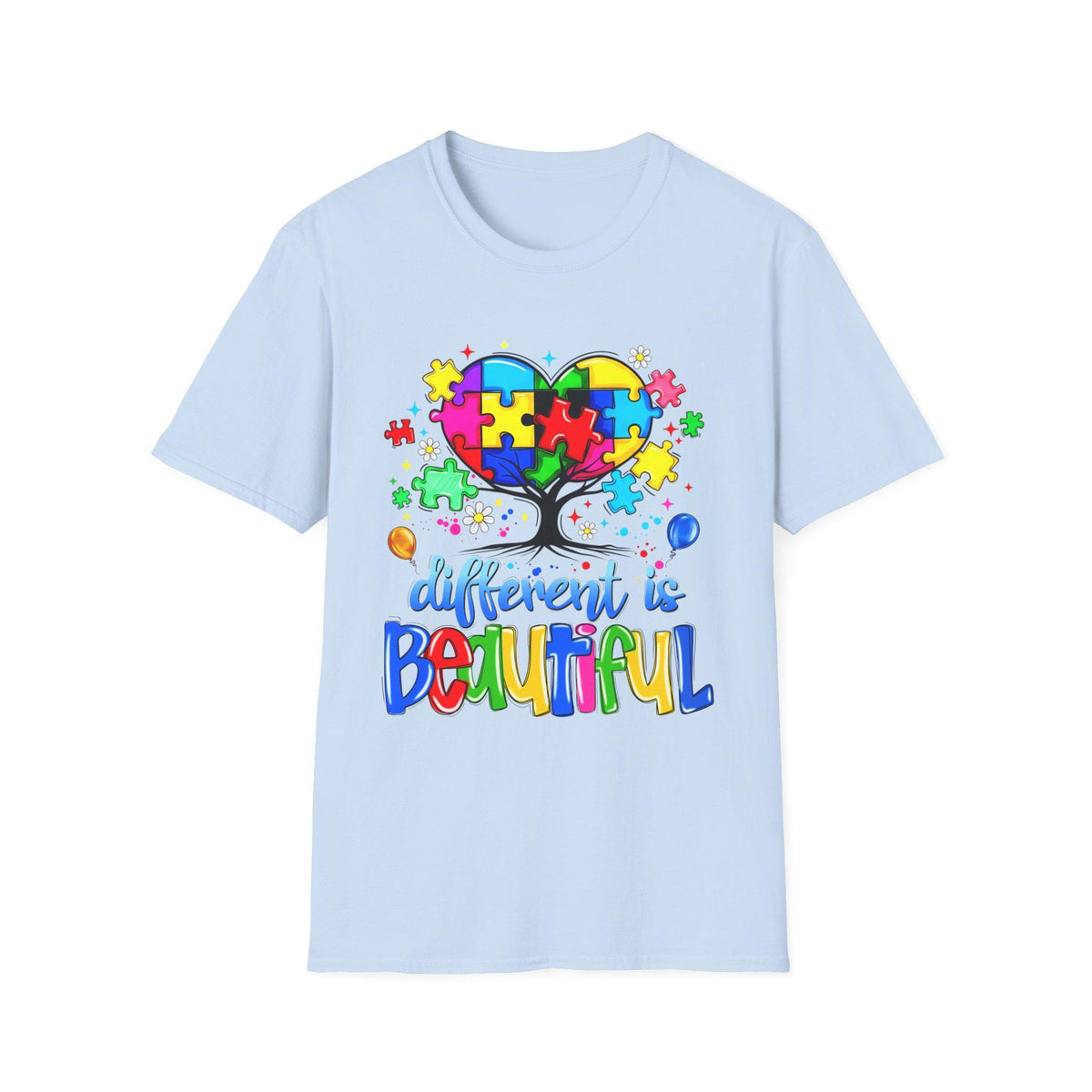 Autism Puzzle Heart Tree T-Shirt | Different Is Awareness Tee