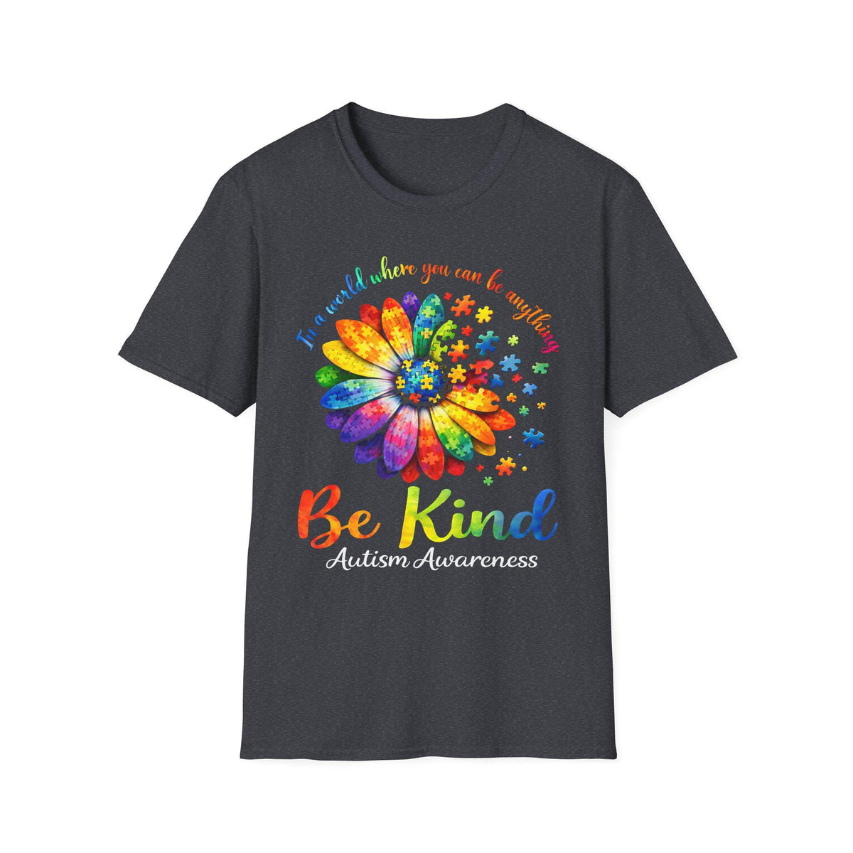 Be Kind Rainbow Daisy T-Shirt | Inspirational Kindness Floral Tee