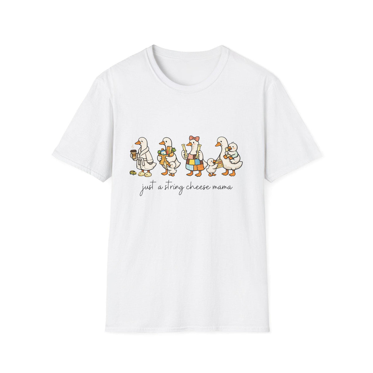 Cheese Mama Goose T-Shirt | Whimsical Duck Family Illustration