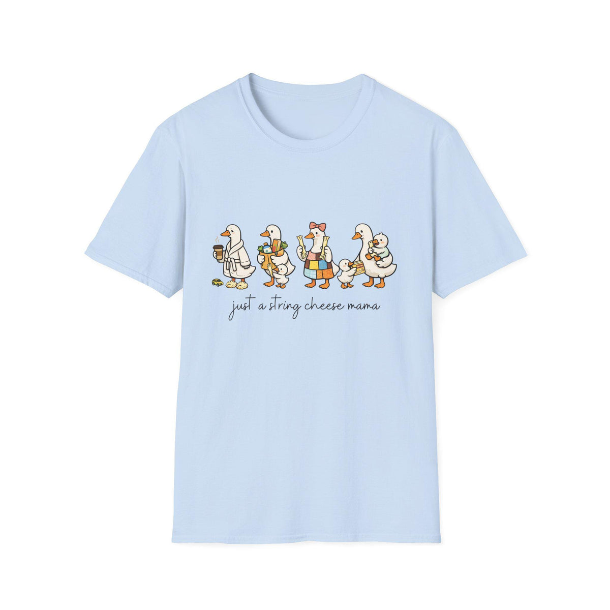 Cheese Mama Goose T-Shirt | Whimsical Duck Family Illustration