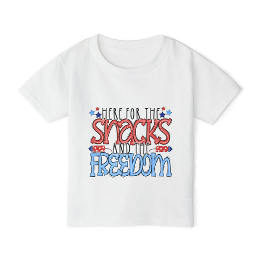 Here for the Snacks and the Freedom Toddler T-shirt | Patriotic 4th of July Kids Tee