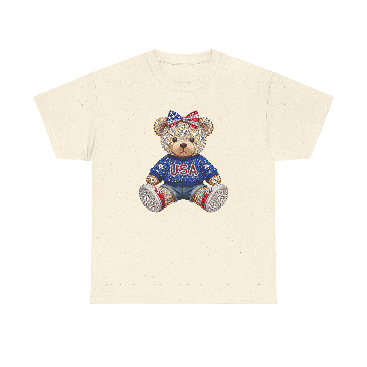Patriotic Teddy Bear USA Tee | American Flag Bow T-Shirt