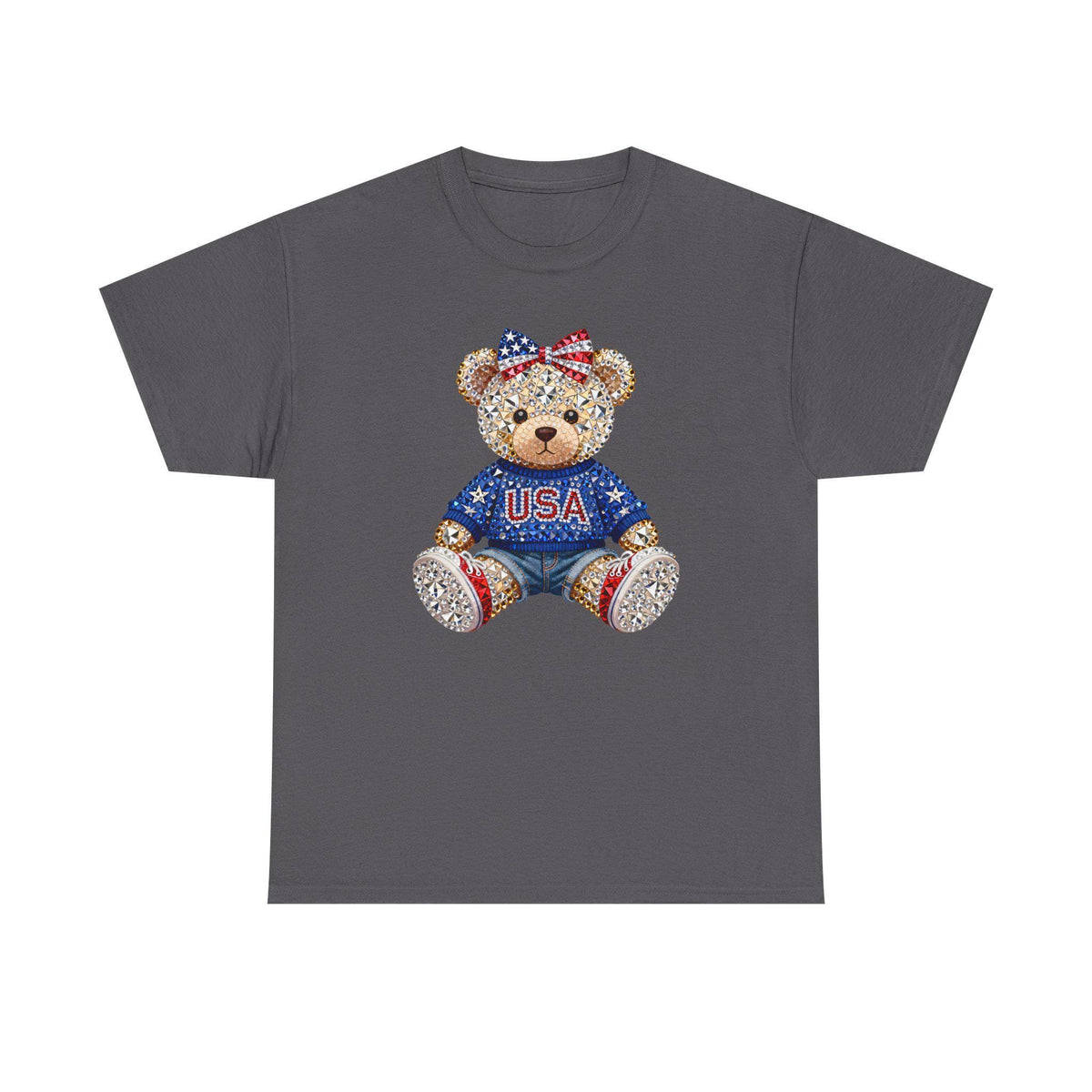 Patriotic Teddy Bear USA Tee | American Flag Bow T-Shirt