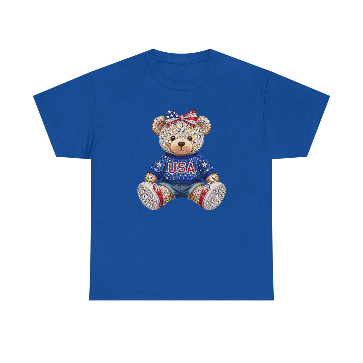 Patriotic Teddy Bear USA Tee | American Flag Bow T-Shirt