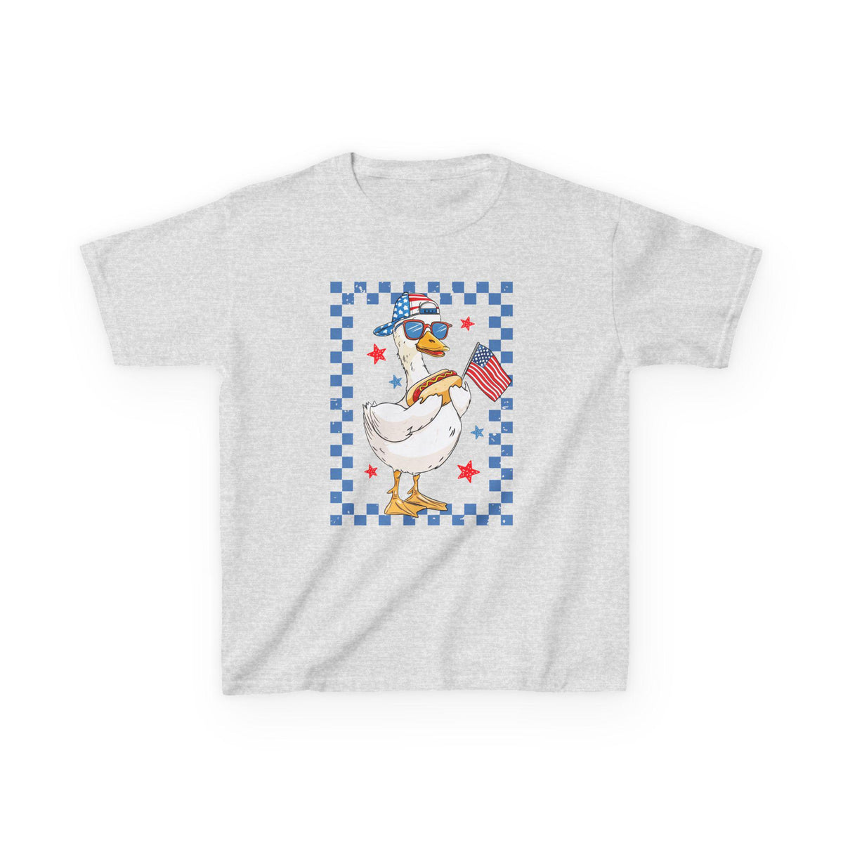Patriotic Duck holding American Flag Kids Tee | Fourth of July, Stars & Stripes