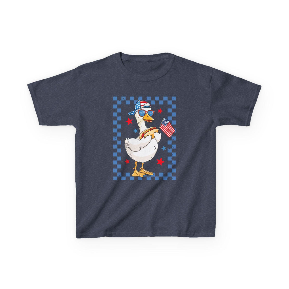Patriotic Duck holding American Flag Kids Tee | Fourth of July, Stars & Stripes