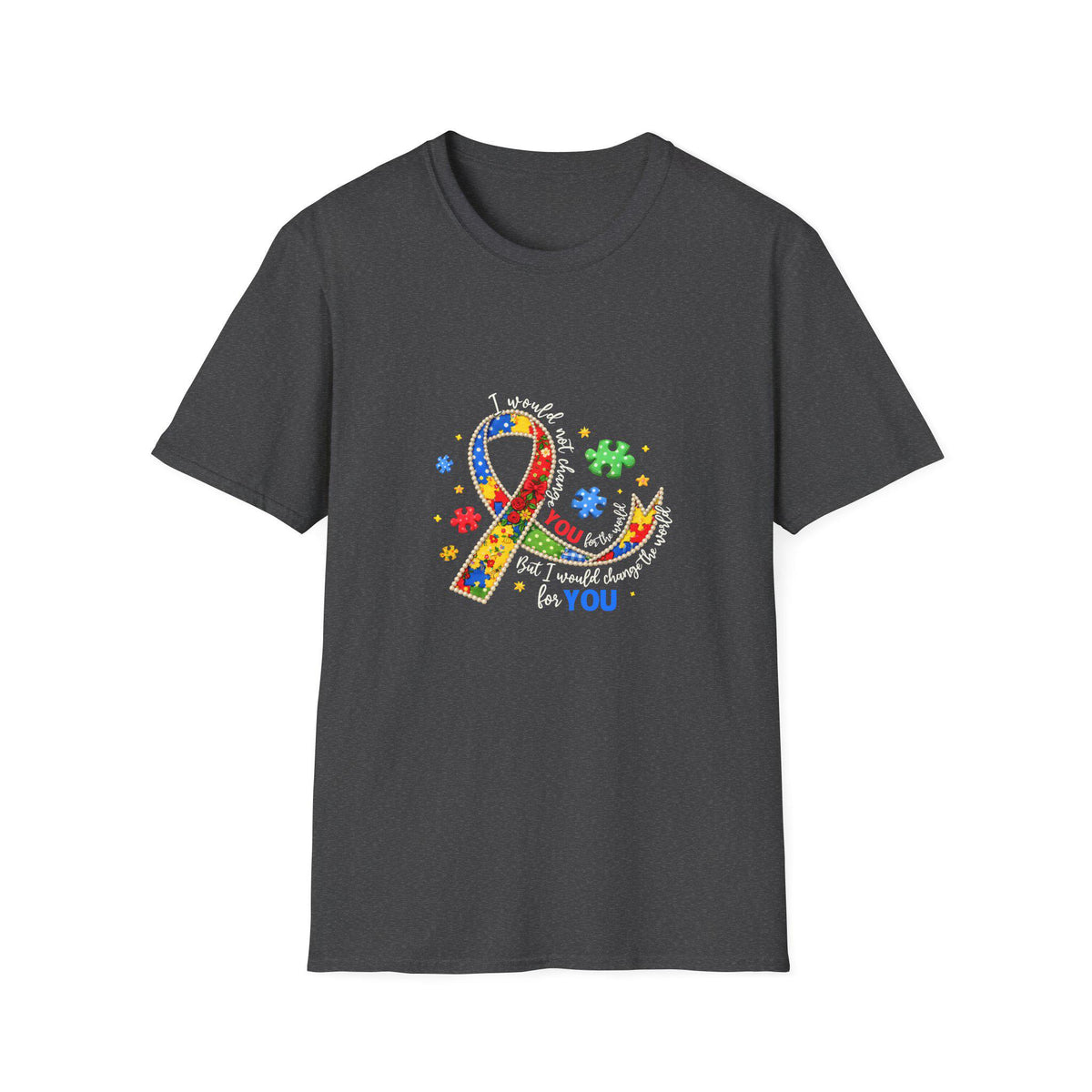 Autism Awareness Puzzle Ribbon T-Shirt | Colorful Support Design