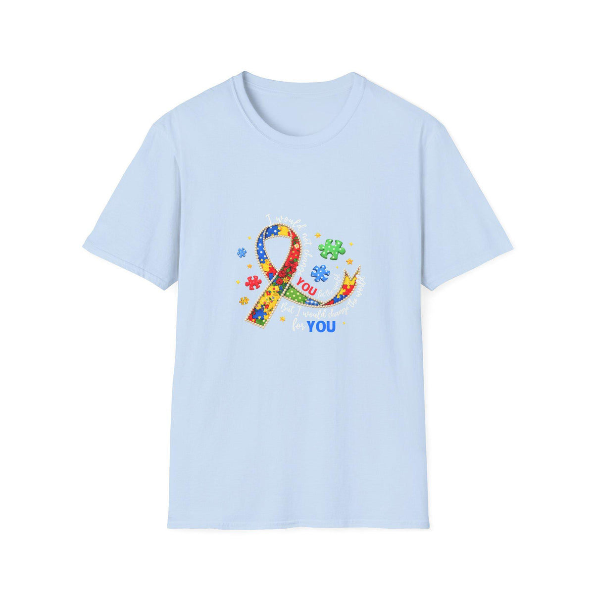 Autism Awareness Puzzle Ribbon T-Shirt | Colorful Support Design