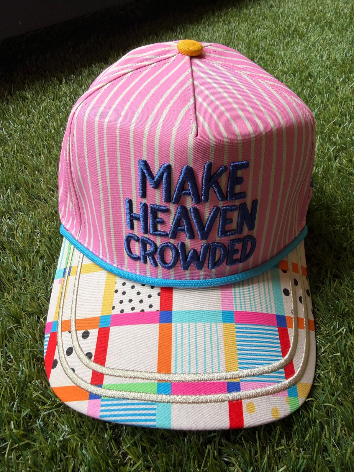 Make Heaven Crowded embroidered canvas hat