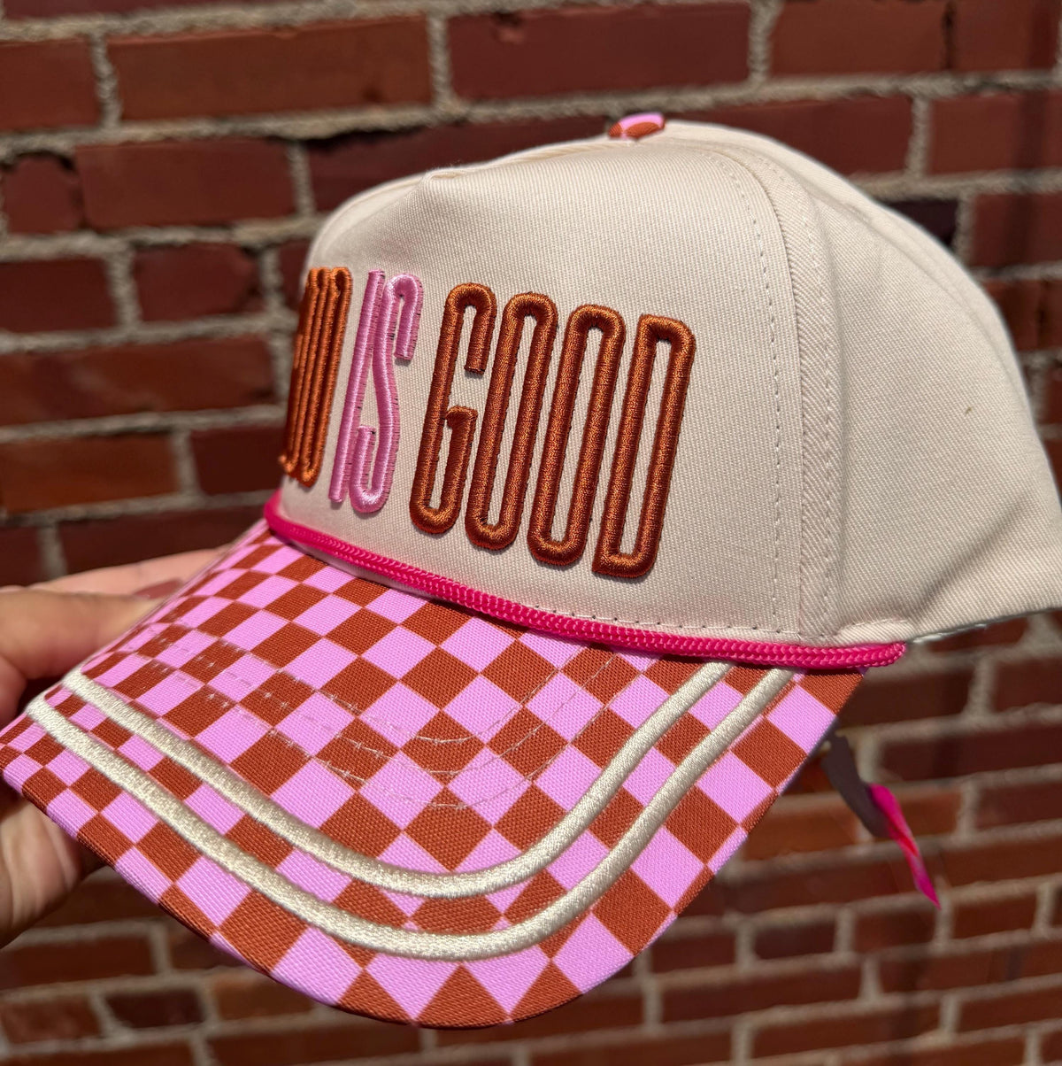 God is Good embroidered canvas trucker hat