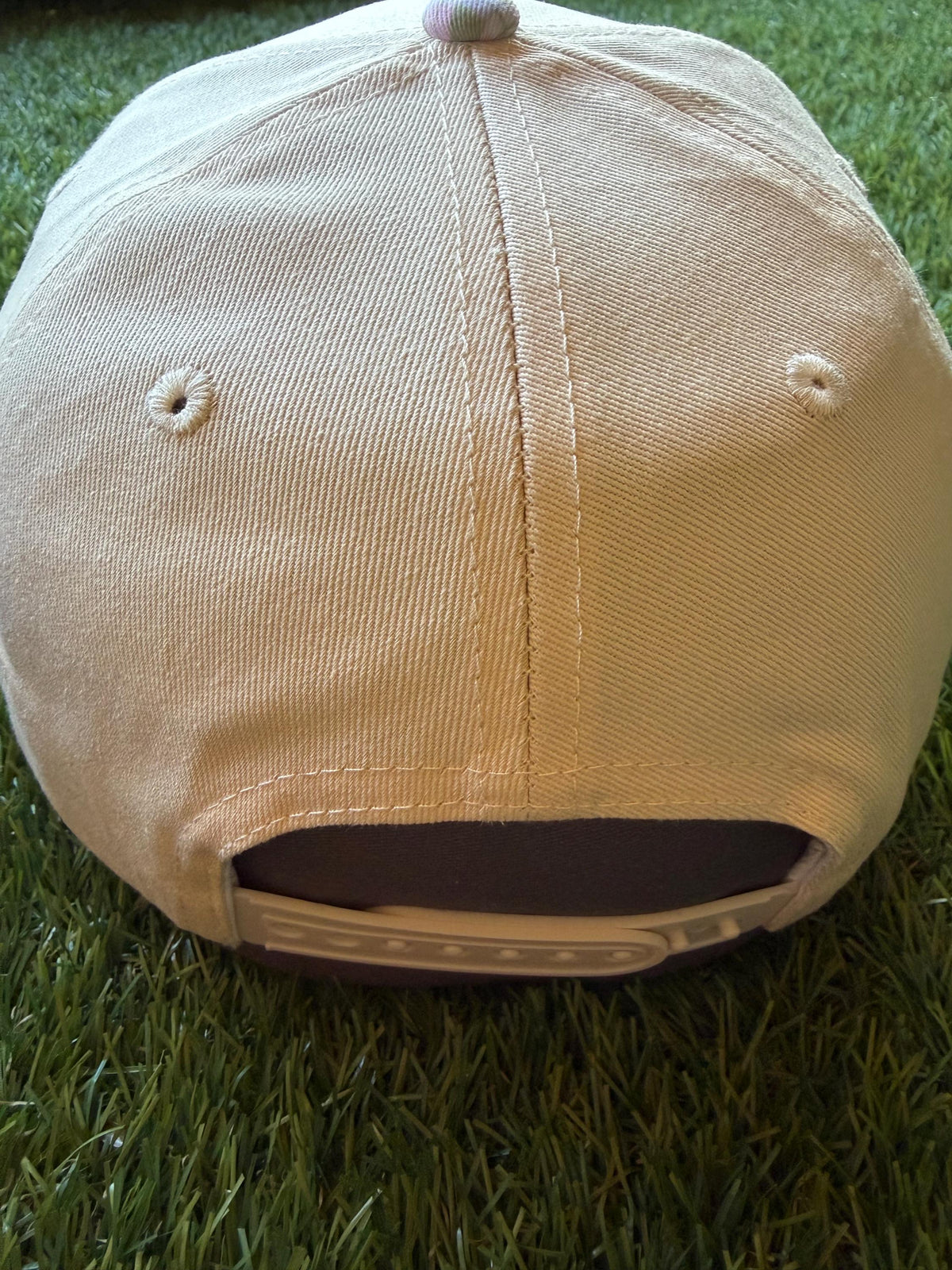 Pastel Duck custom canvas trucker hat with patterned brim