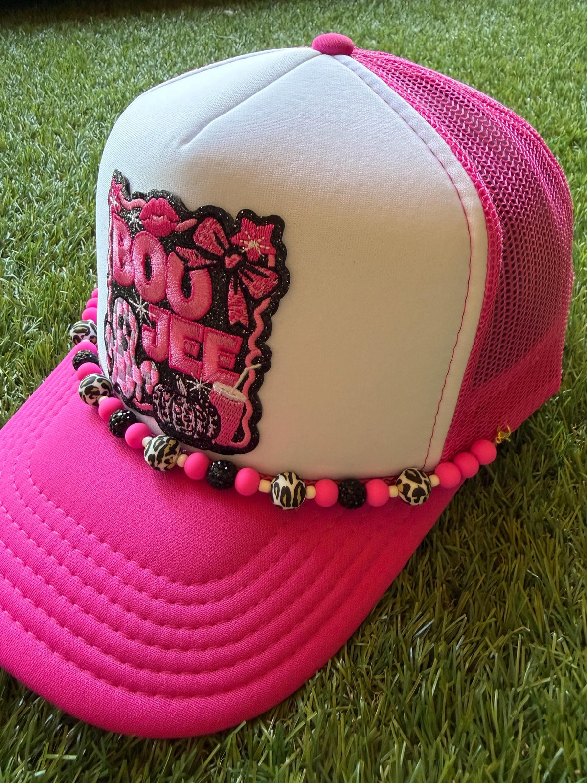 Boo Jee Halloween theme custom mesh trucker hat with coordinating hat chain