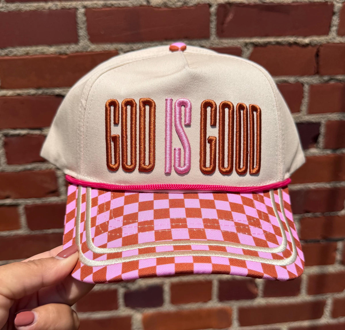 God is Good embroidered canvas trucker hat