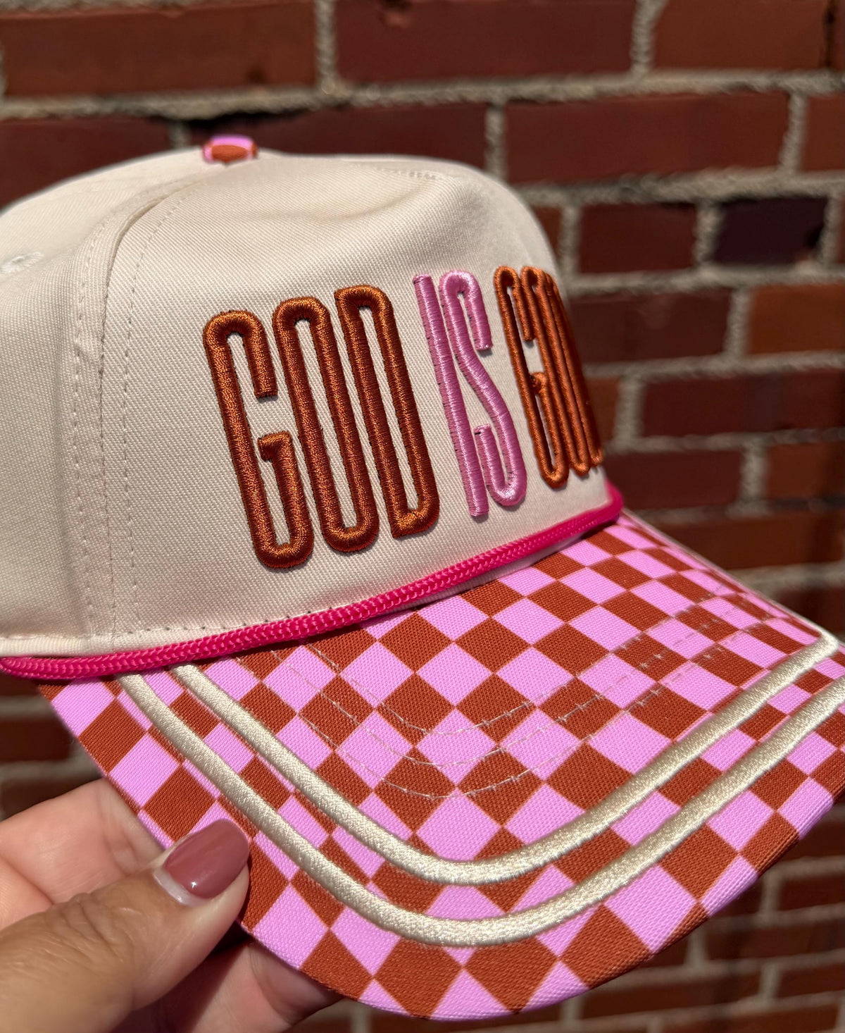 God is Good embroidered canvas trucker hat