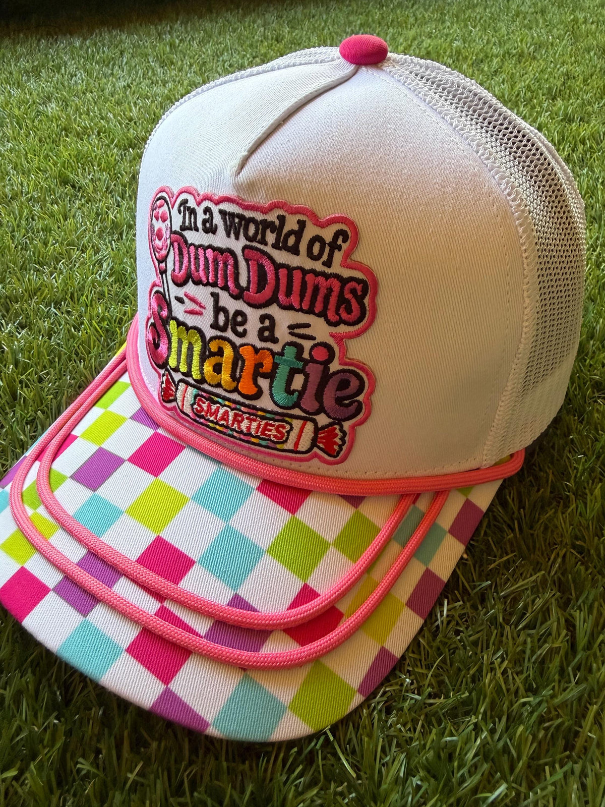 In A World of Dum Dums Be A Smartie custom canvas/mesh combo trucker hat