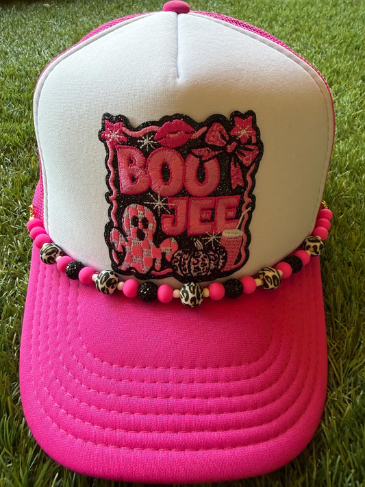 Boo Jee Halloween theme custom mesh trucker hat with coordinating hat chain
