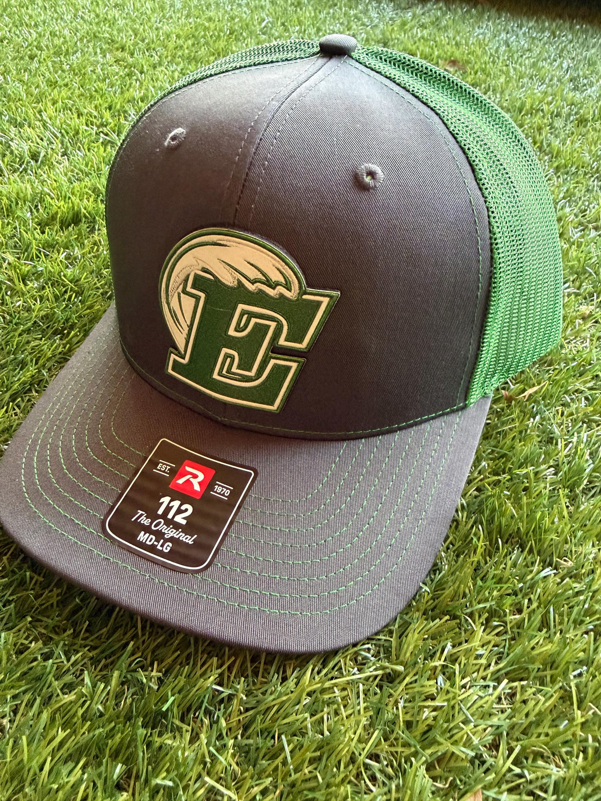 EASLEY GREENWAVE leather patch on a Richardson 112 custom trucker hat