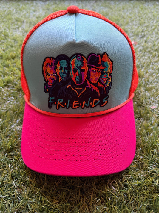 FRIENDS horror film edition on custom canvas/mesh trucker hat