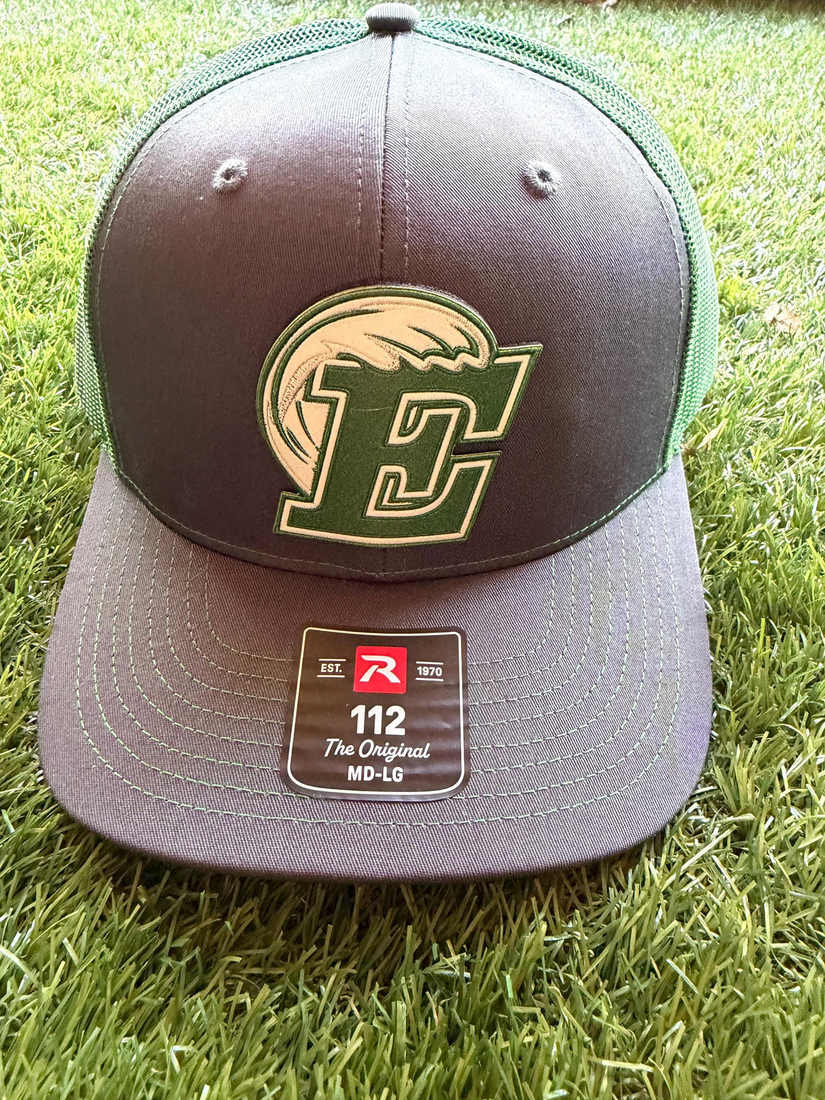 EASLEY GREENWAVE leather patch on a Richardson 112 custom trucker hat