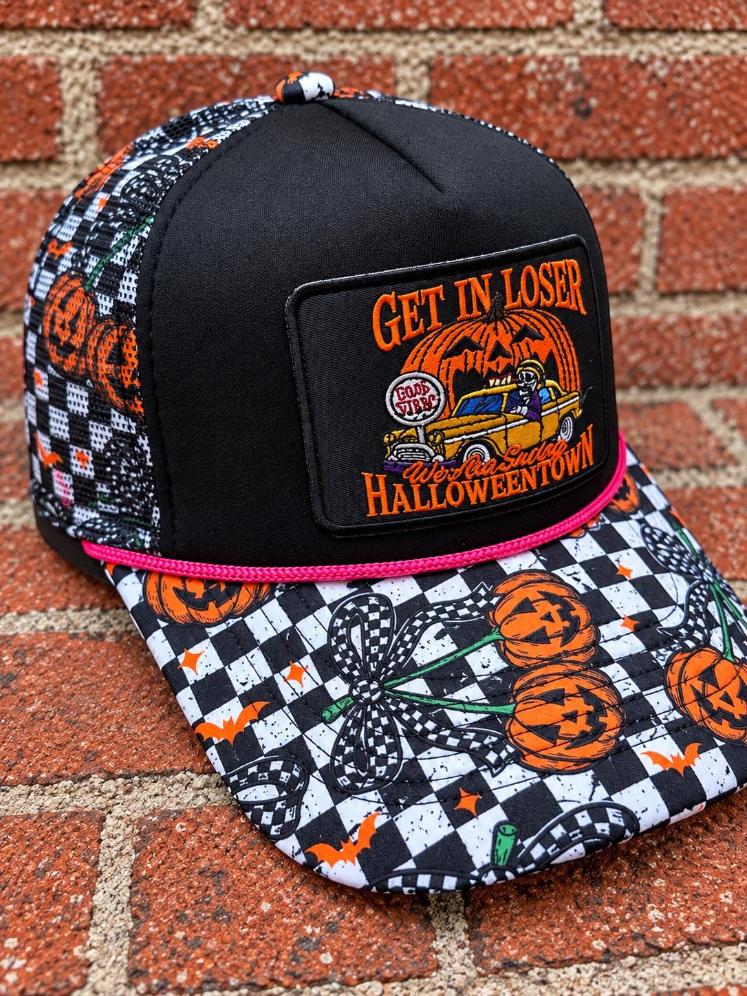 Get In Losers We Are Saving Halloweentown on custom mesh trucker hat with Halloween theme