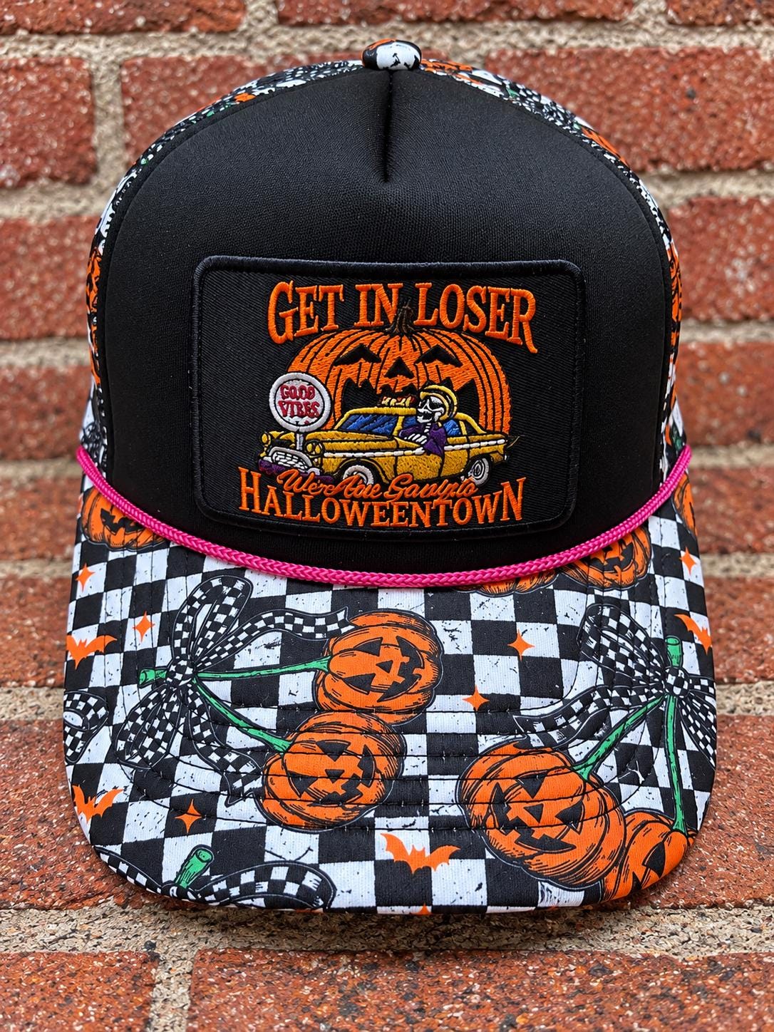 Get In Losers We Are Saving Halloweentown on custom mesh trucker hat with Halloween theme